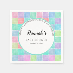 Pastel Gingham servetten baby shower blokken