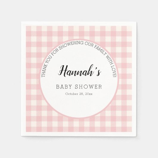 Pastel Gingham servetten babyfeestje (Voorkant)