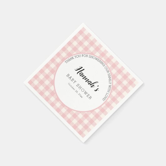 Pastel Gingham servetten babyfeestje (Hoek)
