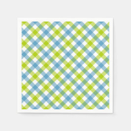 Pastel Gingham servetten Blauw Groen
