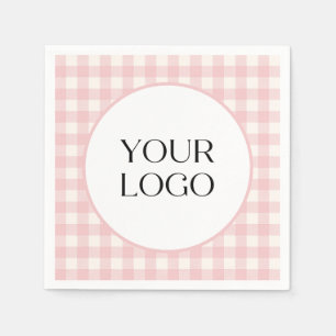 Pastel Gingham Servetten Uw Logo Hier