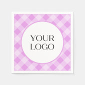 Pastel Gingham servetten Uw Logo hier Paarse (Voorkant)