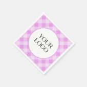 Pastel Gingham servetten Uw Logo hier Paarse (Hoek)