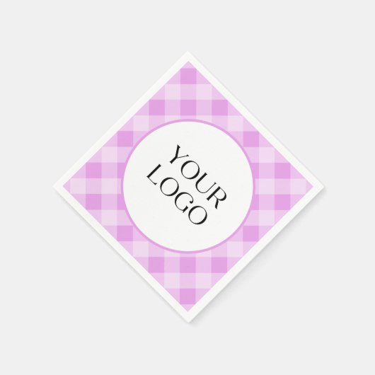 Pastel Gingham servetten Uw Logo hier Paarse (Hoek)