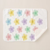 Pastel Gingham Smiling Flowers Cute Blanket  Sherpa Deken (Voorkant (horizontaal))