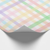 Pastel Gingham Strepen Cadeaupapier (Hoek)