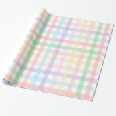 Pastel Gingham Strepen Cadeaupapier (Uitgerold)