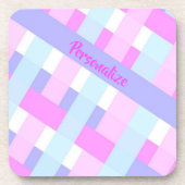 Pastel Gingham Stripes personaliseren Bier Onderzetter (Voorkant)