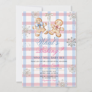 Pastel Gingham Wat’s Baking Geslacht Reveal Uitnod Kaart