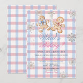 Pastel Gingham Wat’s Baking Geslacht Reveal Uitnod Kaart (Voorkant / Achterkant)