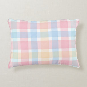Pastel Gingham – Zachte Watercolor Patroon Accent Kussen