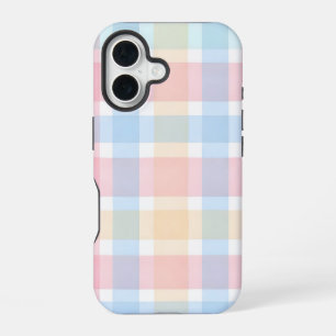 Pastel Gingham – Zachte Watercolor Patroon iPhone 16 Hoesje