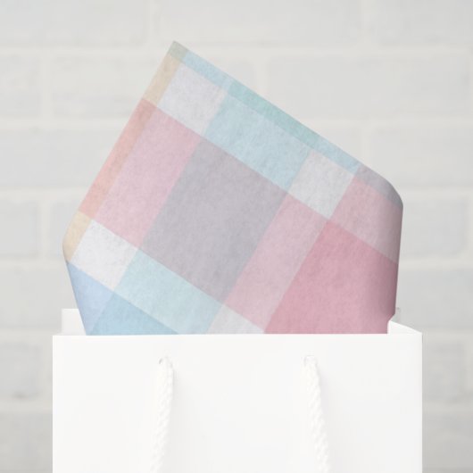 Pastel Gingham – Zachte Watercolor Patroon Tissuepapier (Cadeauzakje)