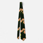 Pastel Ginko bladeren op zwarte achtergrond Stropdas (Achterkant)