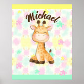 Pastel Giraffe Aangepaste naam Poster (Voorkant)