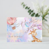 Pastel Giraffe Baby Borrel Dankkaart Bedankkaart (Staand voorkant)