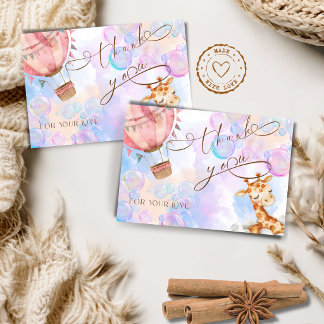 Pastel Giraffe Baby Borrel Dankkaart Bedankkaart