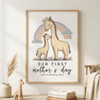 Pastel Giraffe Moeder Baby Eerste Moederdag Nurser