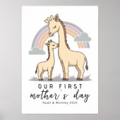 Pastel Giraffe Moeder Baby Eerste Moederdag Nurser Poster (Voorkant)