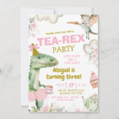 Pastel Girl Dinosaur Tutu Tea-Rex eerste verjaarda Kaart (Voorkant)