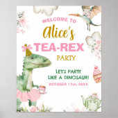 Pastel Girl Dinosaur Tutu Tea-Rex Welkomstbord Poster (Voorkant)