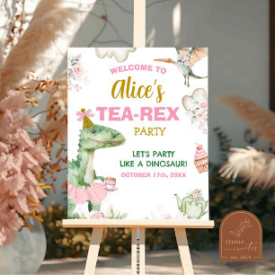 Pastel Girl Dinosaur Tutu Tea-Rex Welkomstbord Poster