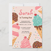 Pastel Girls Ice Cream Summer Birthday Kaart (Voorkant)