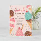 Pastel Girls Ice Cream Summer Birthday Kaart (Staand voorkant)