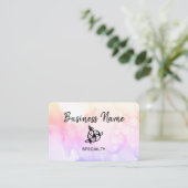 *~* Pastel Girly Abstracte Ombre Peach Logo QR cod Visitekaartje (Staand voorkant)