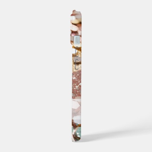 Pastel Girly Glitter roze, blauw, goud, zilver iPhone 15 Case (Linkerkant)