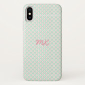 Pastel Girly Roze & Groen Patroon met Initialen Case-Mate iPhone Case (Achterkant)