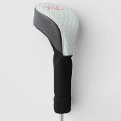 Pastel Girly Roze & Groen Patroon met Initialen Golfheadcover (Schuin)