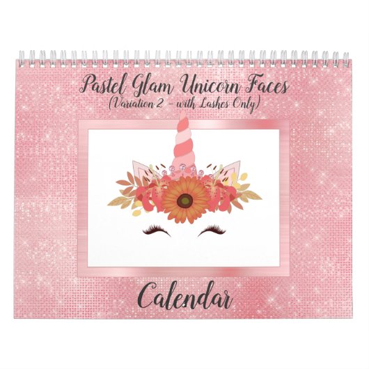 Pastel Glam Unicorn Faces Fun Modern 2021 Agenda Kalender (Hoes)