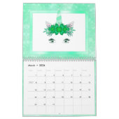 Pastel Glam Unicorn Faces Fun Modern 2021 Agenda Kalender (Mar 2026)