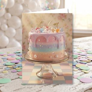 Pastel Glas Eet Esthetiek Regenboog Verjaardag Kaart