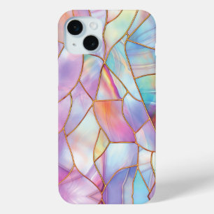 Pastel Glas in lood Gold Lines iPhone 15 Mini Hoesje