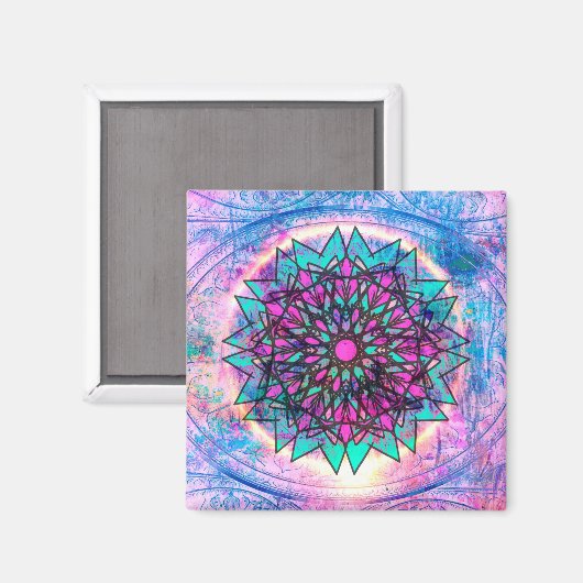 Pastel Glas in lood Mandala Magneet (Voorkant / Achterkant)