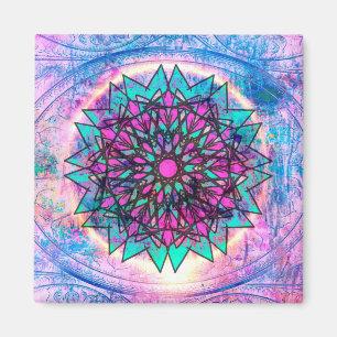 Pastel Glas in lood Mandala Magneet