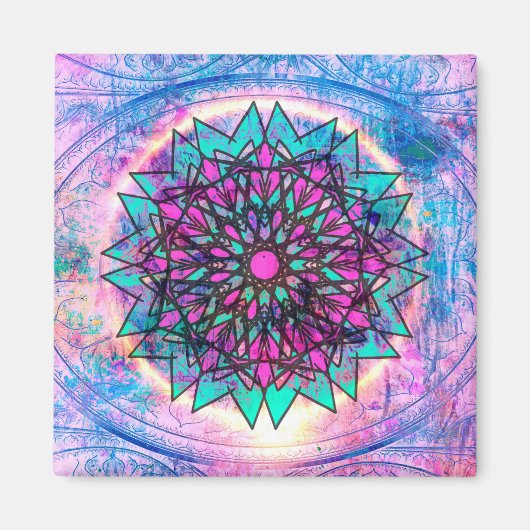 Pastel Glas in lood Mandala Magneet (Voorkant)
