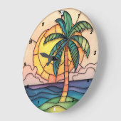 Pastel Glas in lood Tropical Sunset Grote Klok (Hoek)