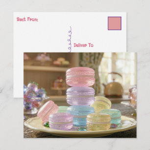 Pastel Glas Macaron Koekjes   Contact Houden Briefkaart