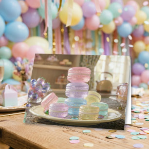 Pastel Glazen Macaron Koekjes   Gelukkig Verjaarda Kaart