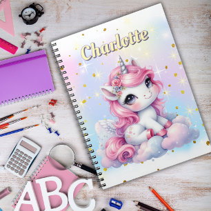 Pastel glinsterende eenhoorn magische wolk notitieboek