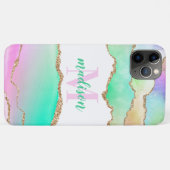 Pastel Glitter Agate Monogrammed Case-Mate iPhone Case (Achterkant (horizontaal))