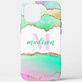 Pastel Glitter Agate Monogrammed Case-Mate iPhone Case