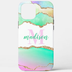 Pastel Glitter Agate Monogrammed Case-Mate iPhone Case