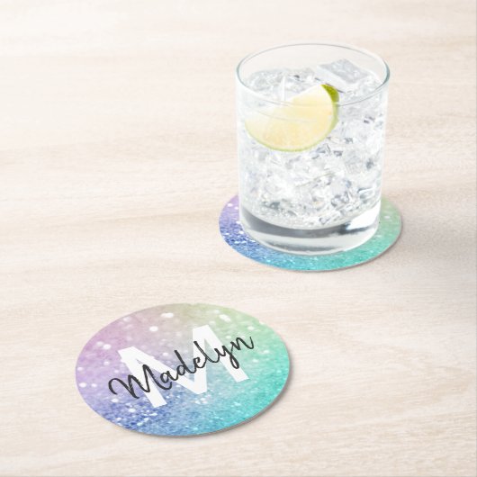 Pastel Glitter Bokeh Achtergrond Glam Elegant Ronde Kartonnen Onderzetter (Insitu)