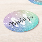 Pastel Glitter Bokeh Achtergrond Glam Elegant Ronde Kartonnen Onderzetter (Gebogen)