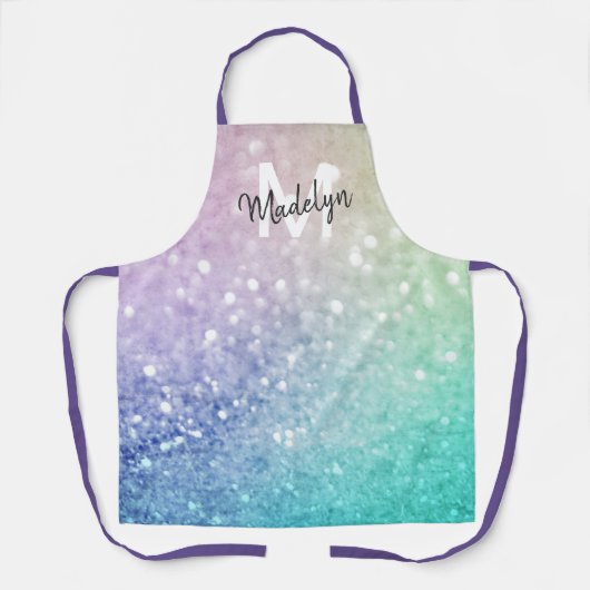 Pastel Glitter Bokeh Achtergrond Glam Elegant Schort (Voorkant)