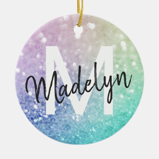 Pastel Glitter Bokeh BackgroundGlam Elegant Glitte Keramisch Ornament (Voorkant)